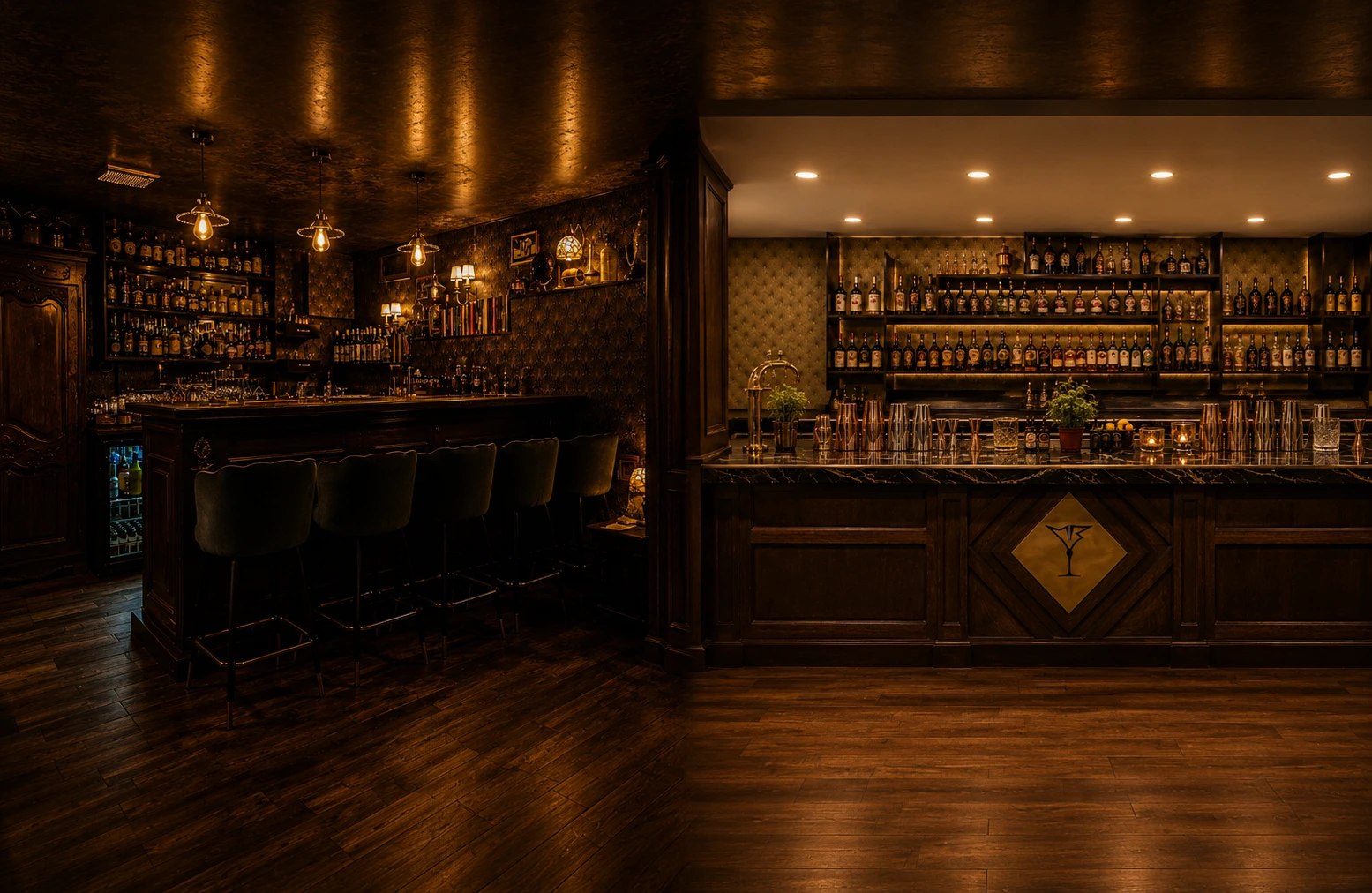 Ambiance feutrée du Speakeasy La Maison du Barman.