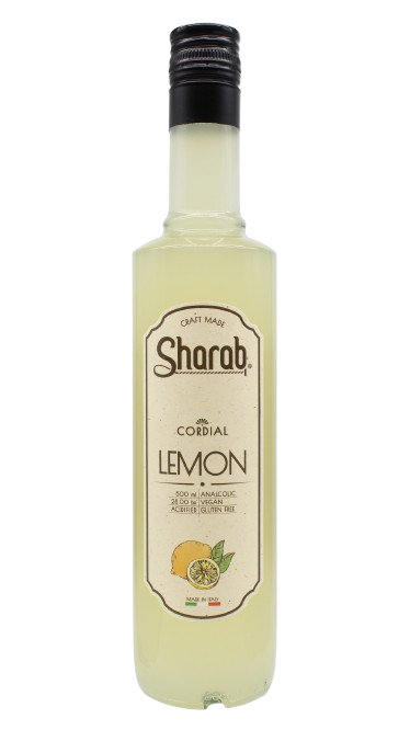 Cordial Sharab Citron 500ml - Bouteille de sirop artisanal au citron - La Maison du Barman