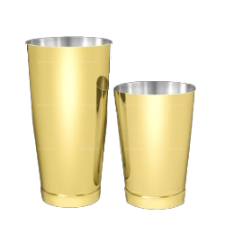 Shaker Boston Kenko Gold - Timbale à cocktail gravée finition or - La Maison du Barman
