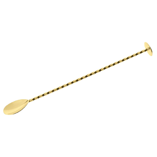 Cuillère de bar pilon Gold 28cm - Cuillère à mélange dorée avec embout plat - La Maison du Barman
