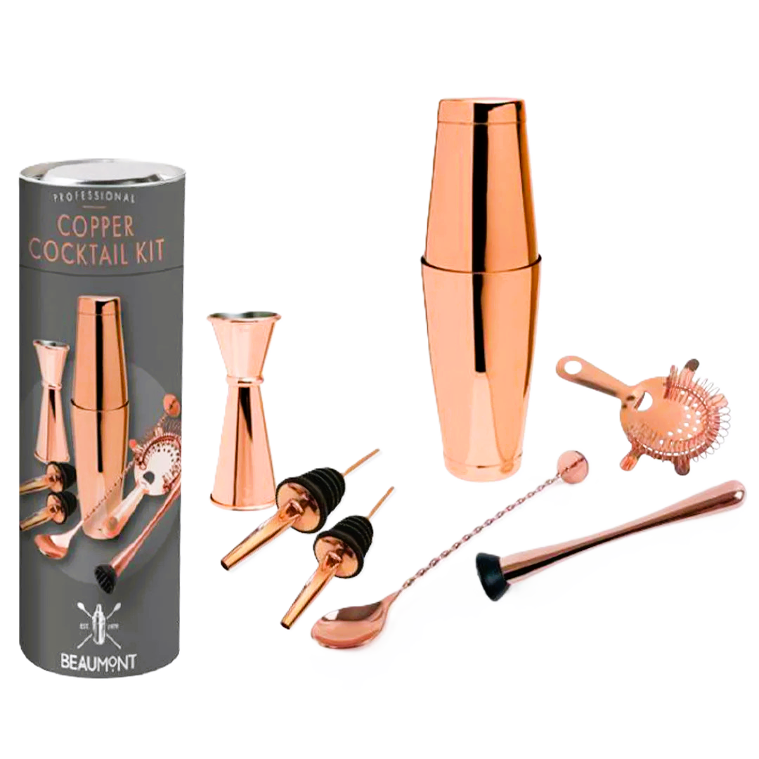 Kit Cocktail 8 Pièces Cuivre - Set Boston Shaker finition copper vintage - La Maison du Barman