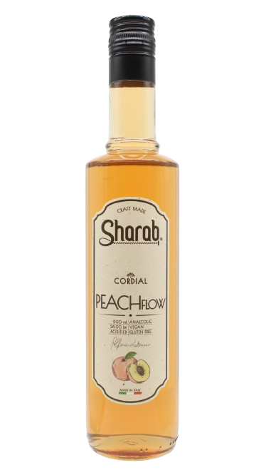 Cordial Sharab Peach Flow 500ml - Bouteille de sirop artisanal à la pêche - La Maison du Barman