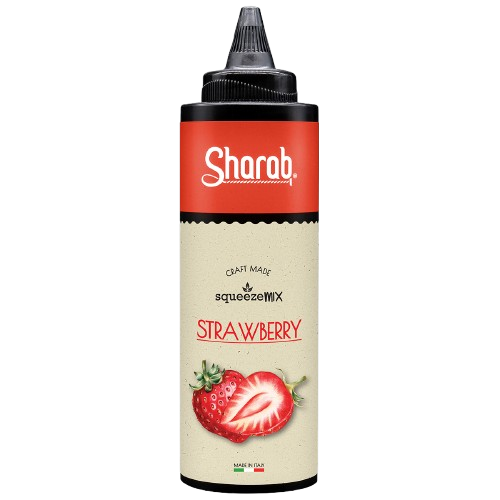 Purée Sharab Squeezer Fraise 400ml - Bouteille souple de purée à la fraise - La Maison du Barman